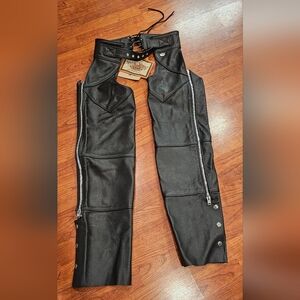 Harley-Davidson Men’s Basic Leather Chaps Durable Riding Gear Protection